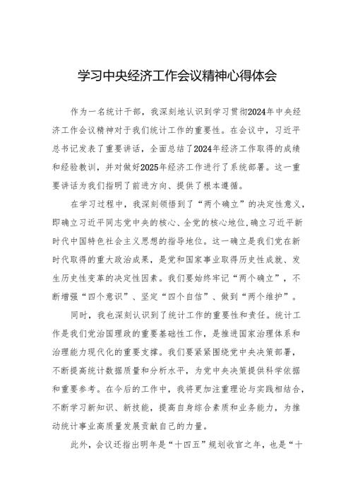 五篇统计干部学习2024年中央经济工作会议精神心得体会.docx