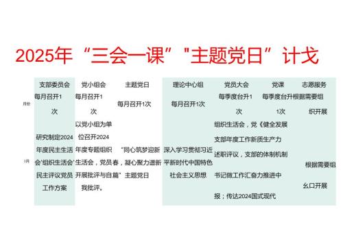 2025年”三会一课“”主题党日“计划表docx(1).docx