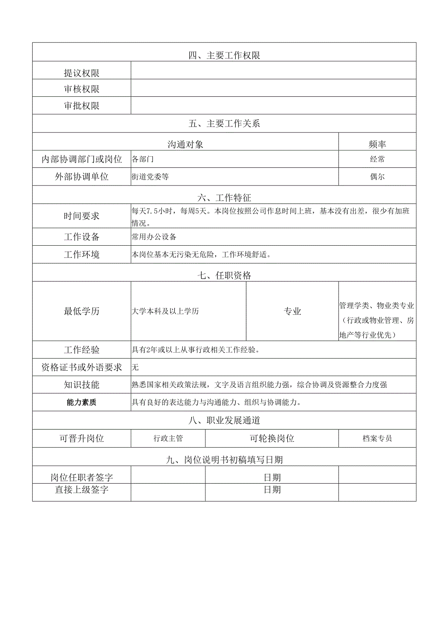 岗位说明书总裁办行政管理岗（专员）.docx_第2页