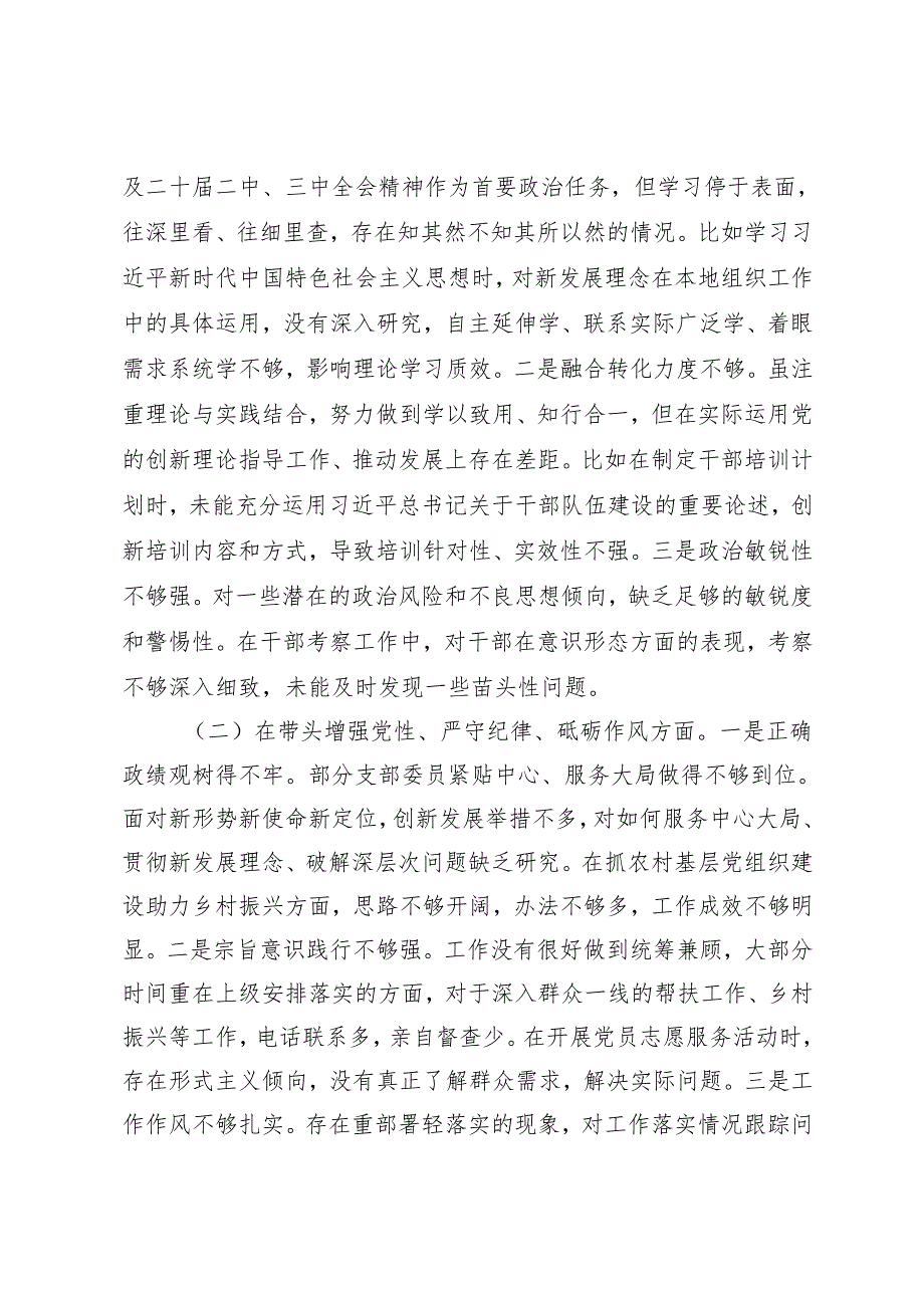 （个人、班子）2025年组织生活会对照检查材料四个带头（政法干部、县委组织部、乡镇党支部书记、乡镇长）.docx_第2页