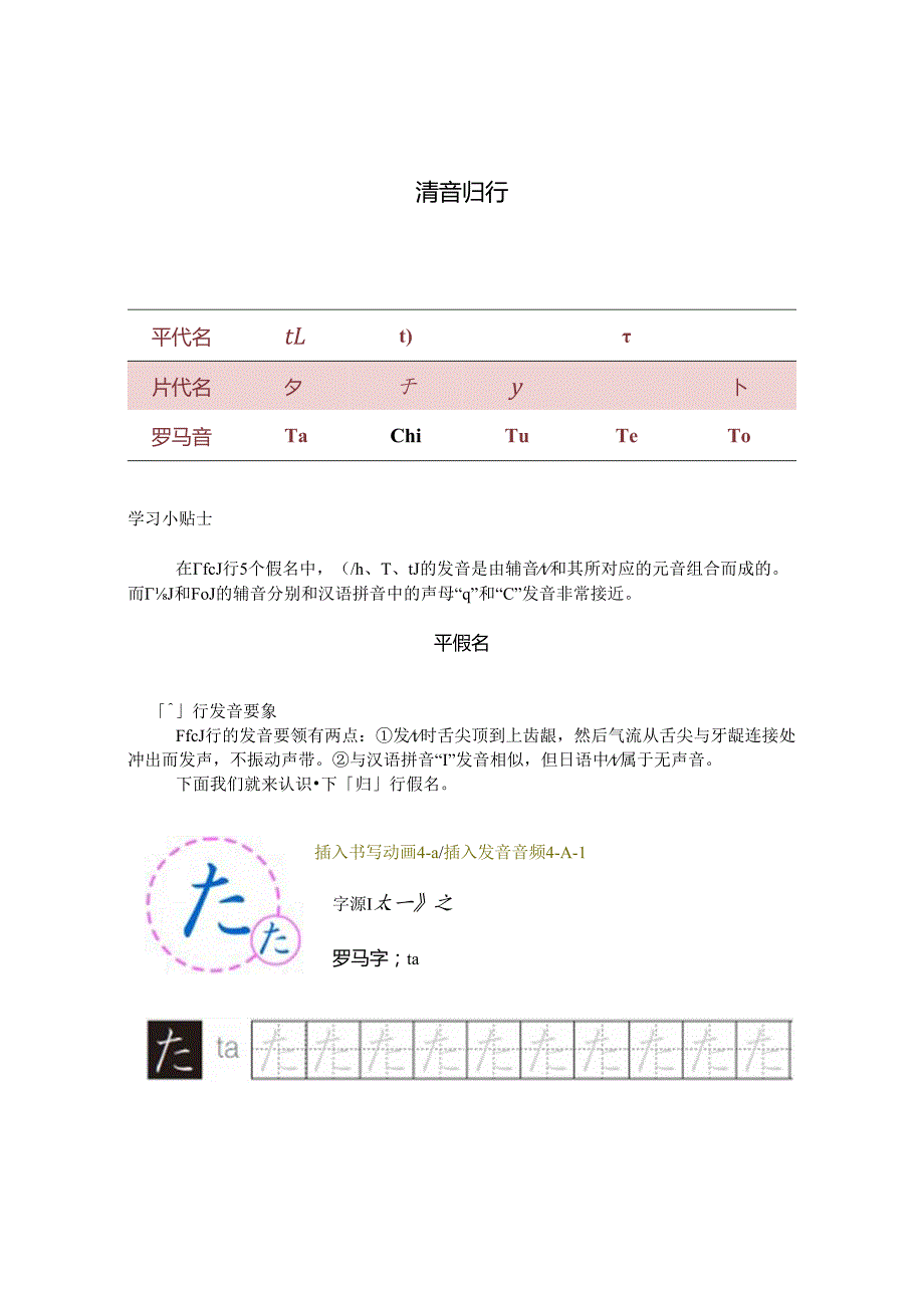 《基础日语》4. 清音た行云教材文本.docx_第1页