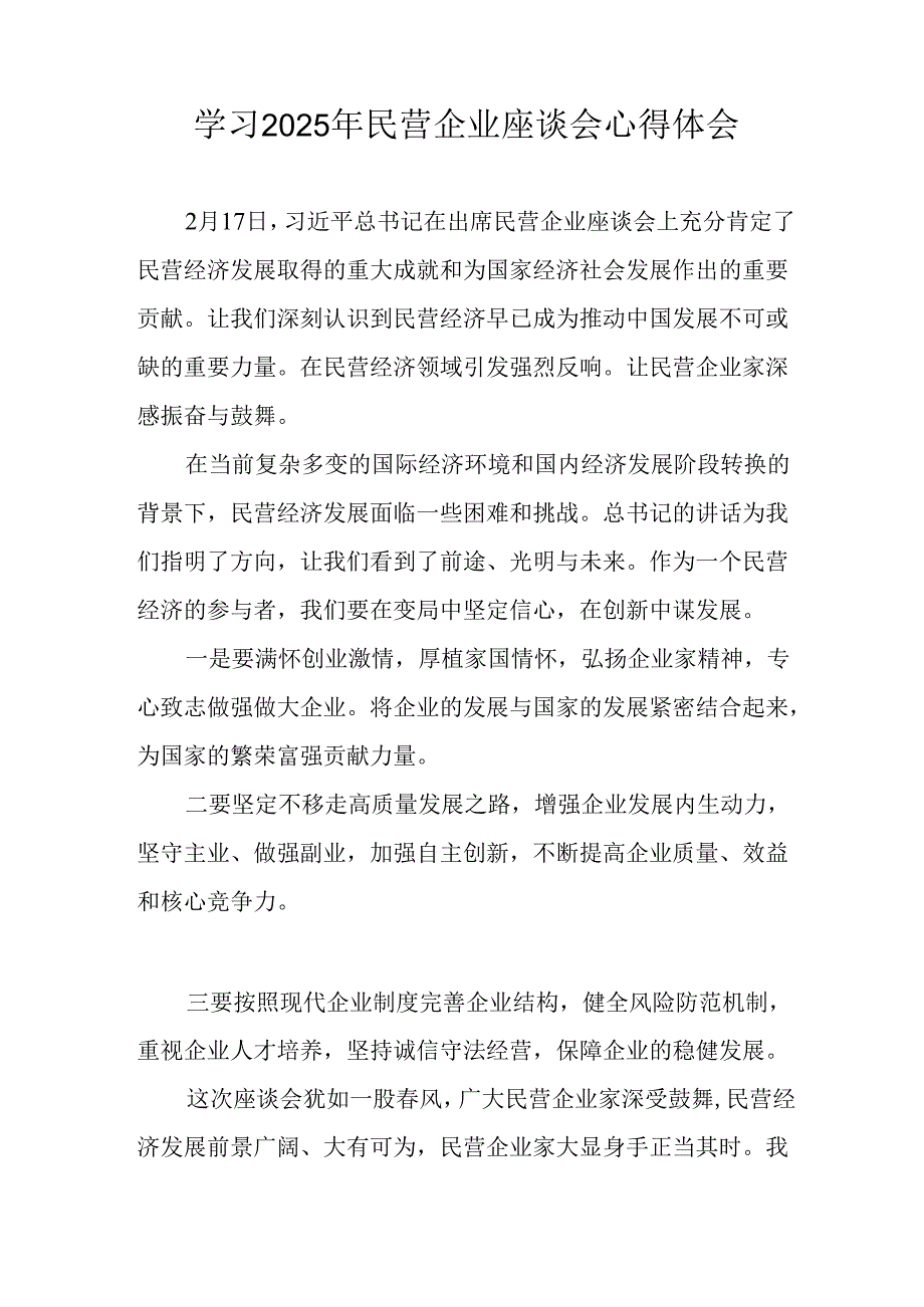 2025年私营企业学习《民营企业座谈会》个人心得体会 合计7份.docx_第3页