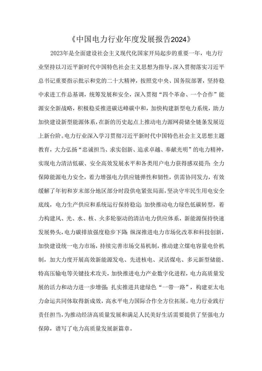 《中国电力行业发展报告2024》.docx_第1页