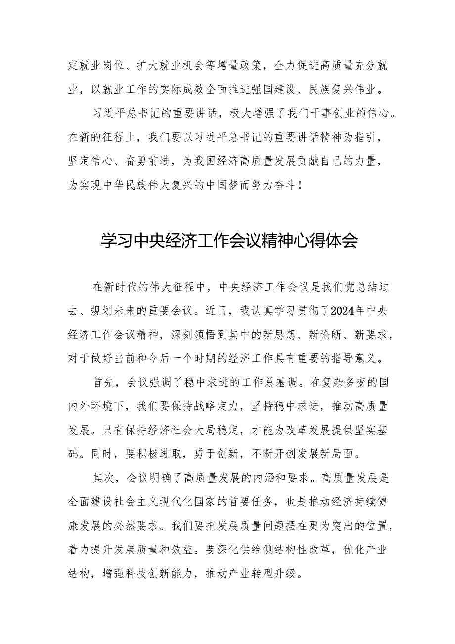2024年中央经济工作会议精神学习体会简短发言4篇.docx_第3页