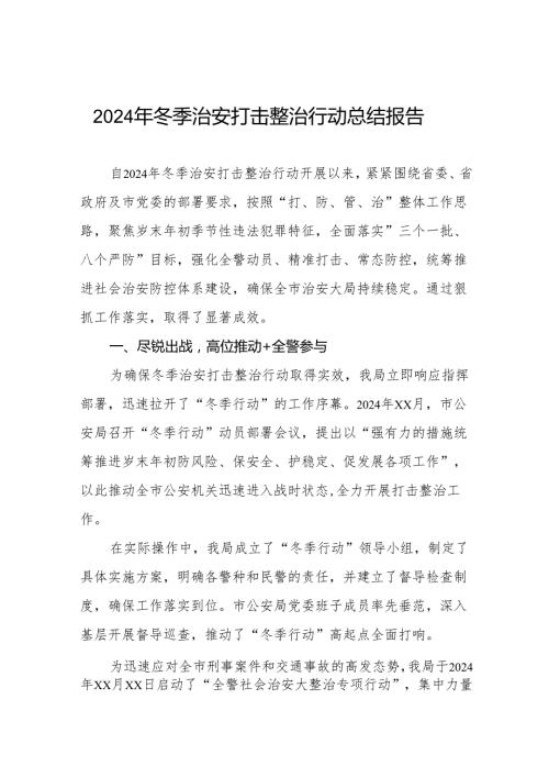 五篇市公安局2024年冬季治安打击整治行动工作情况报告.docx