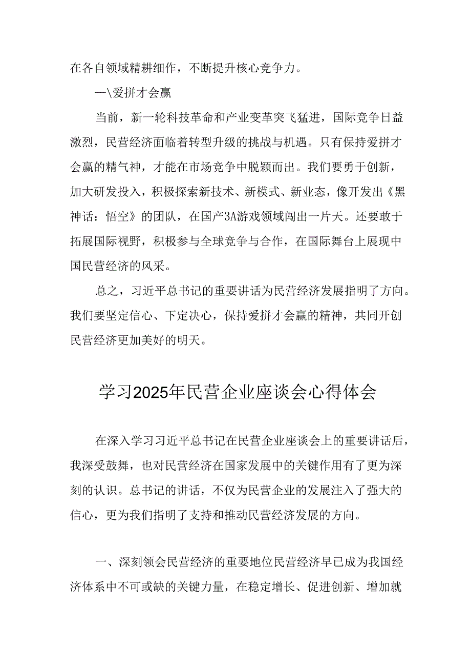 民营企业2025年学习《民营企业座谈会》个人心得感悟 汇编7份.docx_第2页