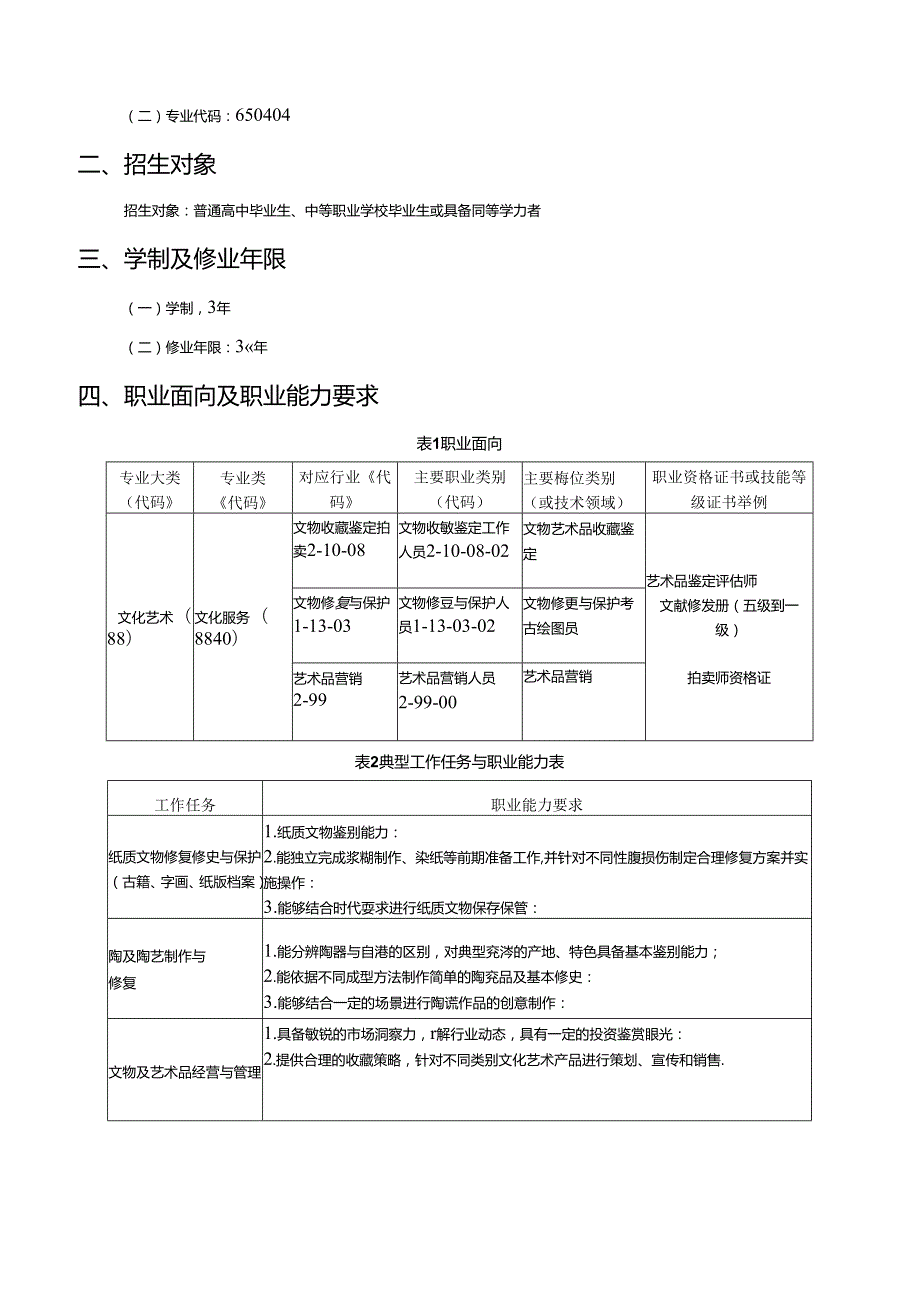职业技术学院文物修复与保护专业人才培养方案.docx_第2页