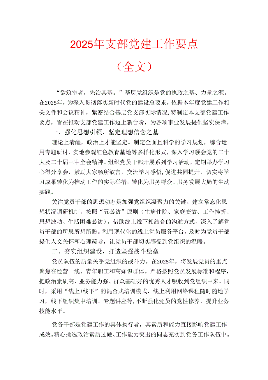 2025 年支部党建工作要点.docx_第1页