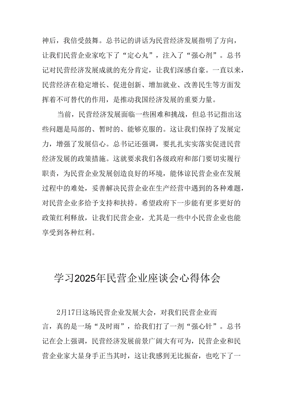 民营企业2025年学习《民营企业座谈会》个人心得体会 （合计7份）.docx_第2页