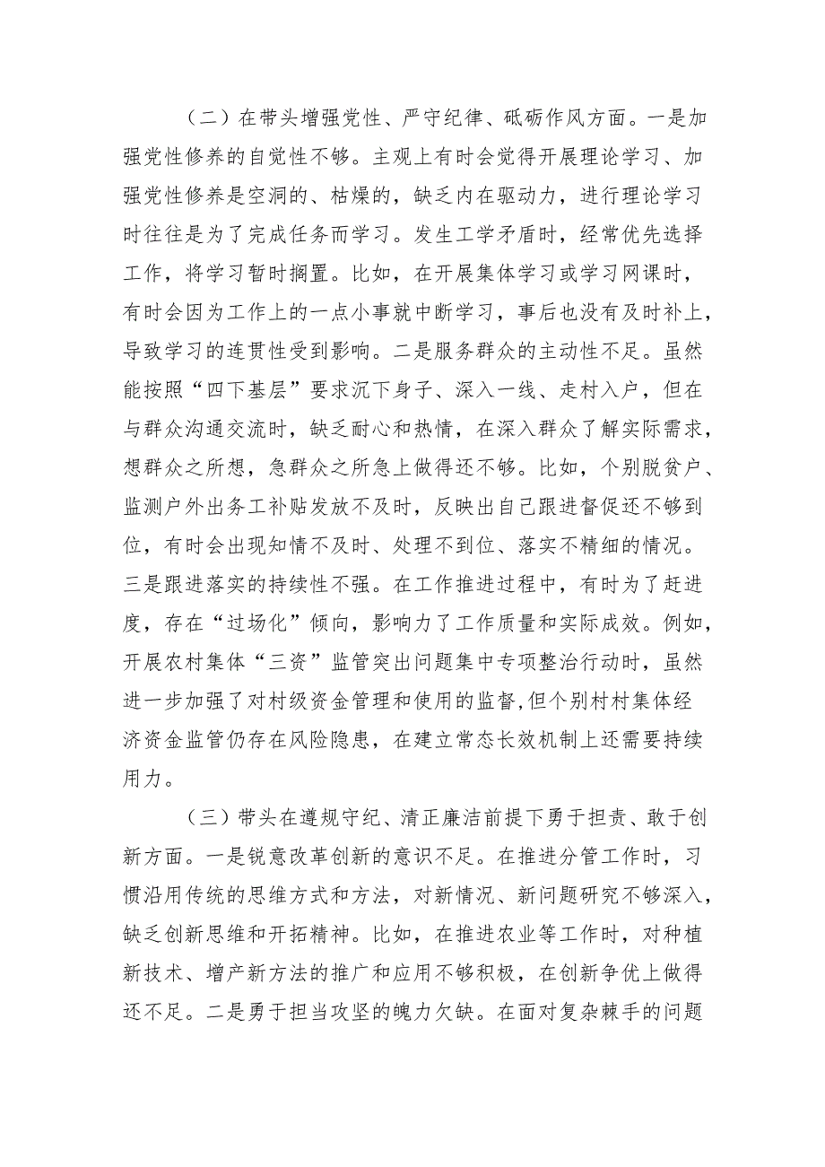 副乡长2024民主生活会个人对照检查材料（3145字）四个带头.docx_第2页