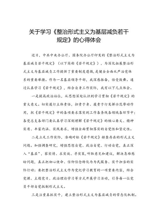 《整治形式主义为基层减负若干规定》的学习感悟6篇.docx