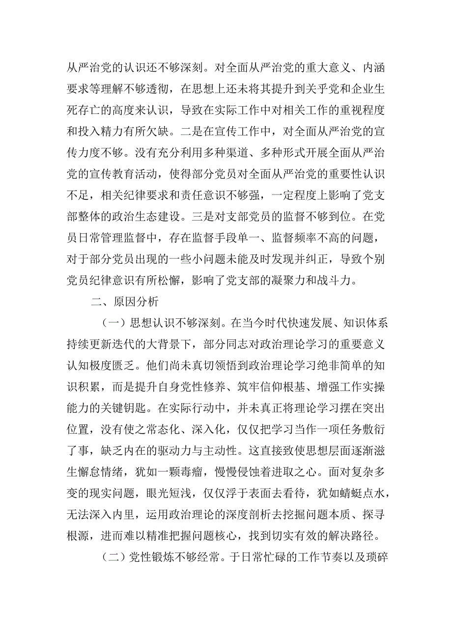 国有企业党支部书记20242025组织生活会个人对照检查发言提纲（四个带头）.docx_第3页