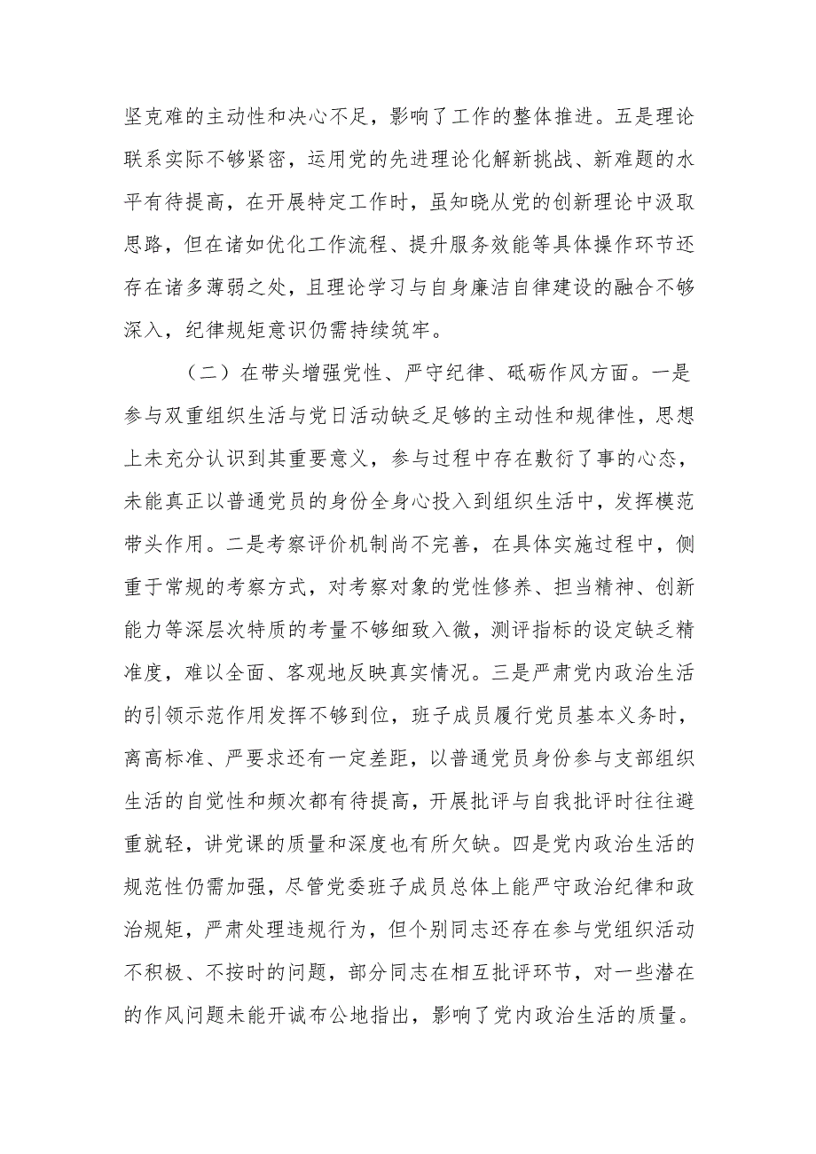 最新领导干部2024专题民主生活、组织生活检查材料（四个带头）Word文档.docx_第2页