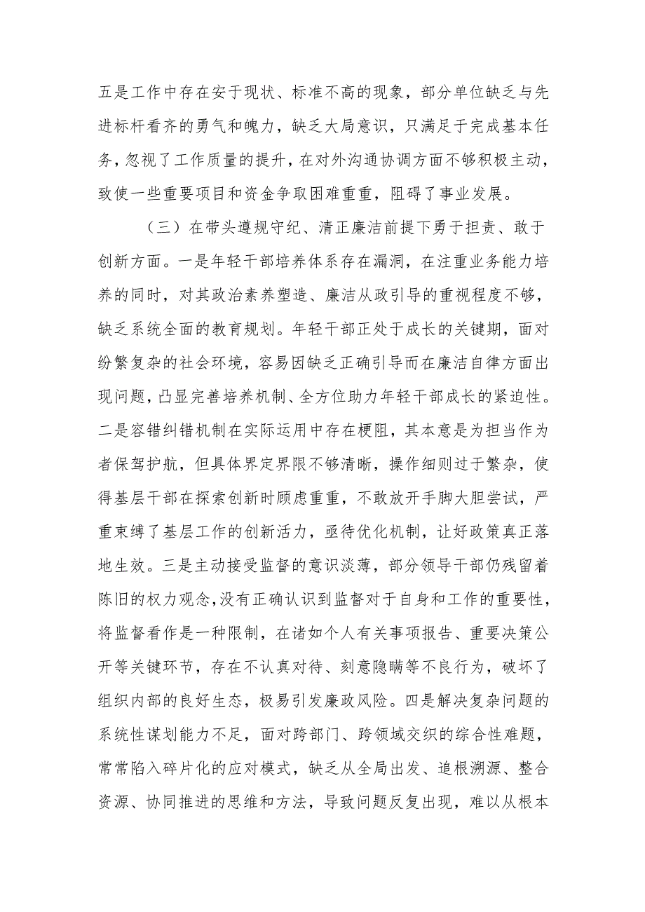 最新领导干部2024专题民主生活、组织生活检查材料（四个带头）Word文档.docx_第3页