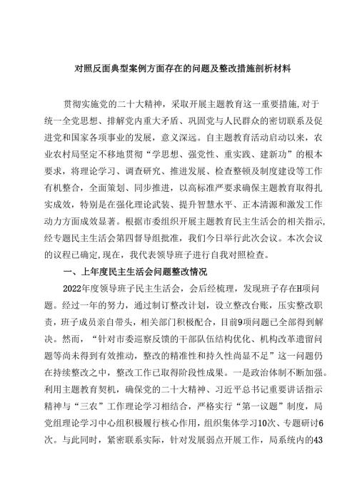 四篇 对照反面典型案例方面存在的问题及整改措施剖析材料范文精选.docx