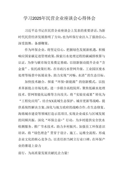 民营企业2025年学习《民营企业座谈会》个人心得感悟 合计8份.docx