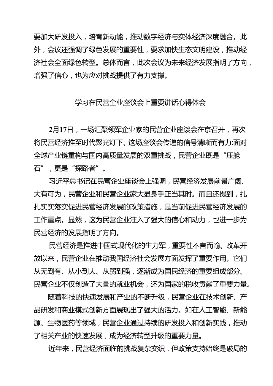 6篇 学习2025年民营企业座谈会心得体会.docx_第2页