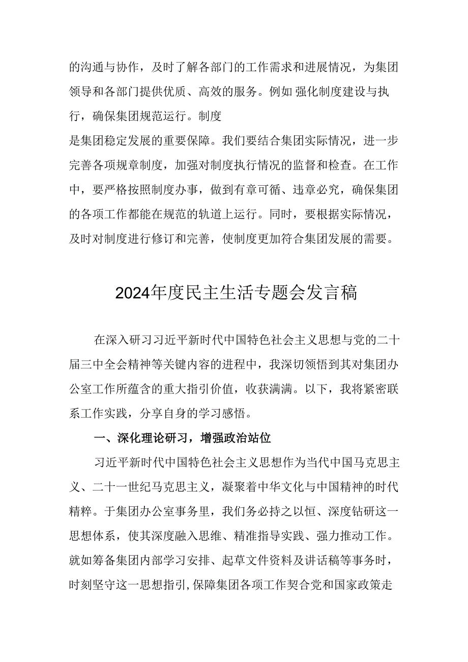 学习2024《民主生活》专题会发言工作汇报.docx_第2页