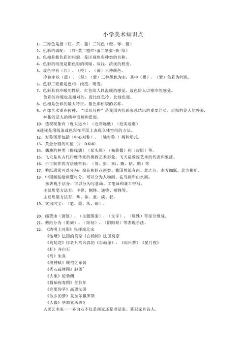 小学美术知识点.docx