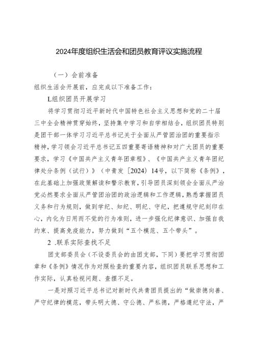 2024组织生活会和团员教育评议实施流程.docx