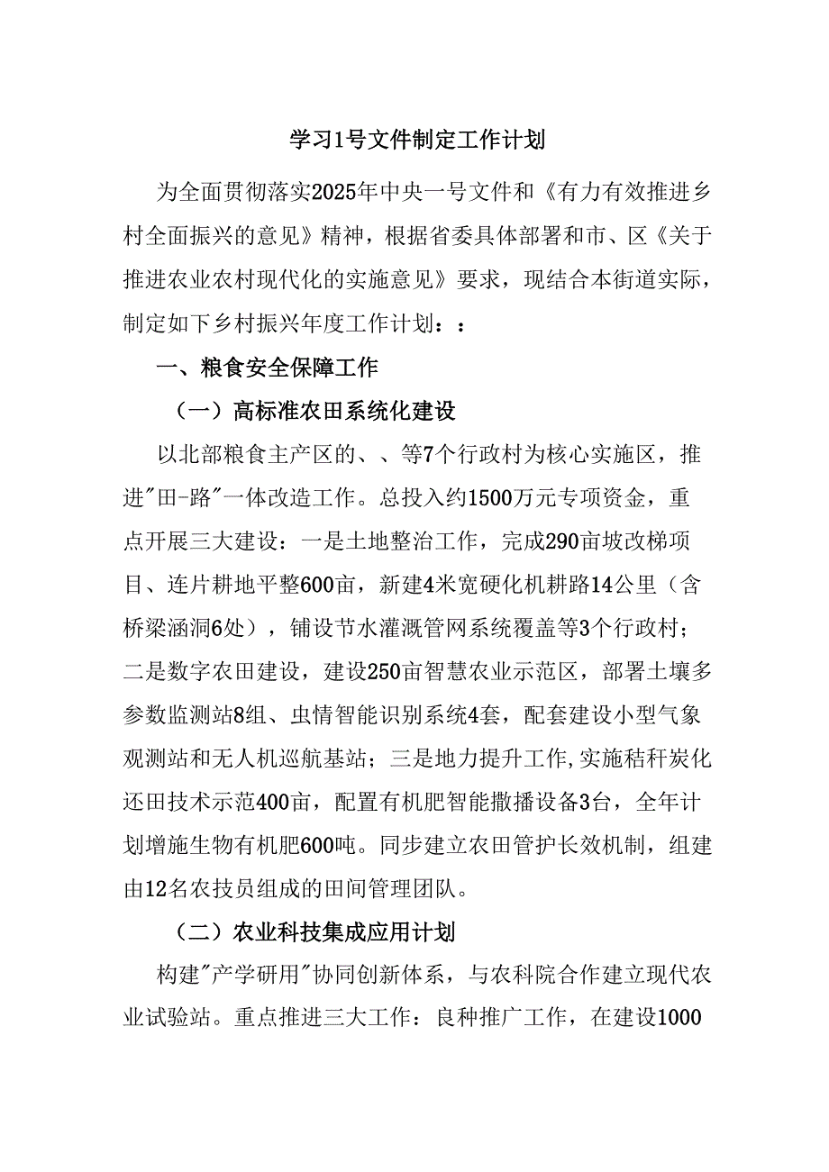 学习1号文件制定工作计划(1).docx_第1页