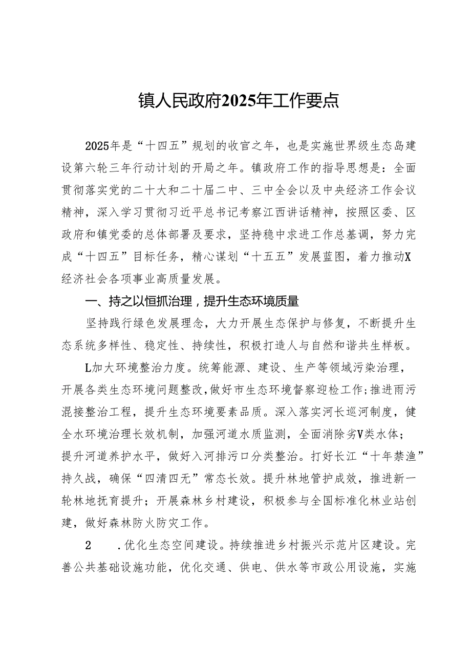 镇人民政府2025年工作要点.docx_第1页