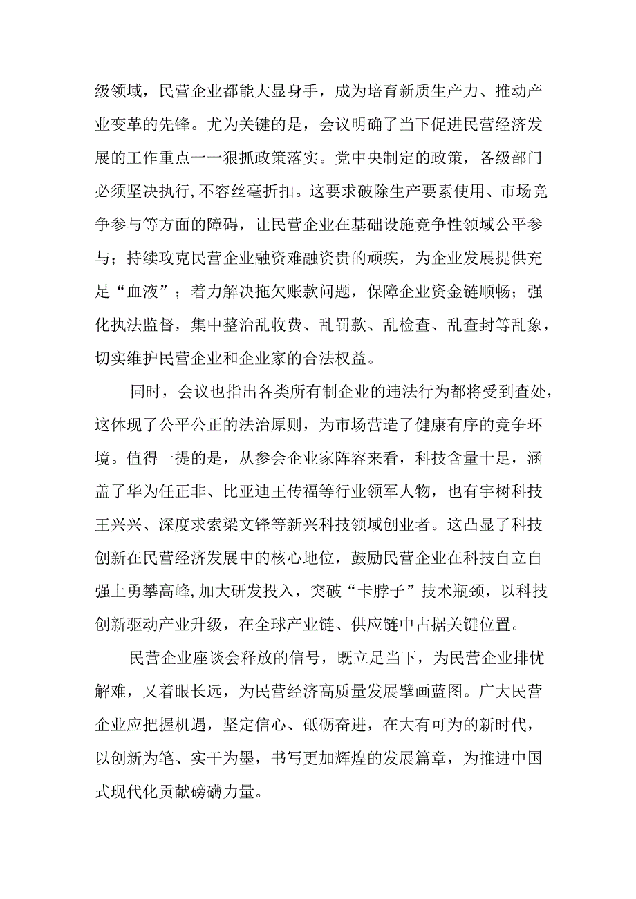 民营企业2025年学习民营企业座谈会个人心得感悟 （合计10份）.docx_第2页