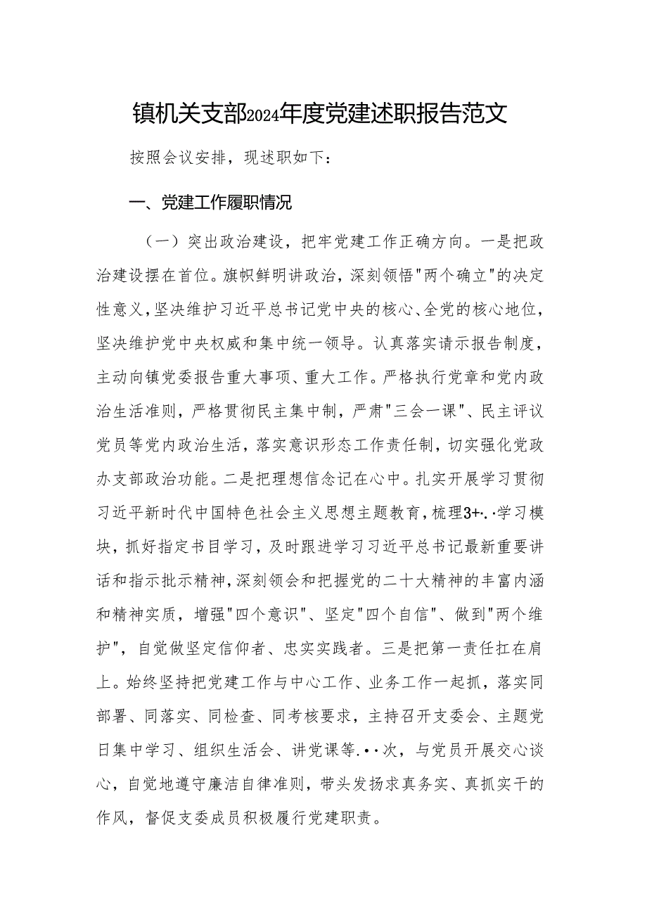 镇机关支部2024党建述职报告范文.docx_第1页