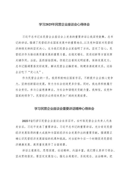 （四篇）学习2025年民营企业座谈会心得体会合计.docx