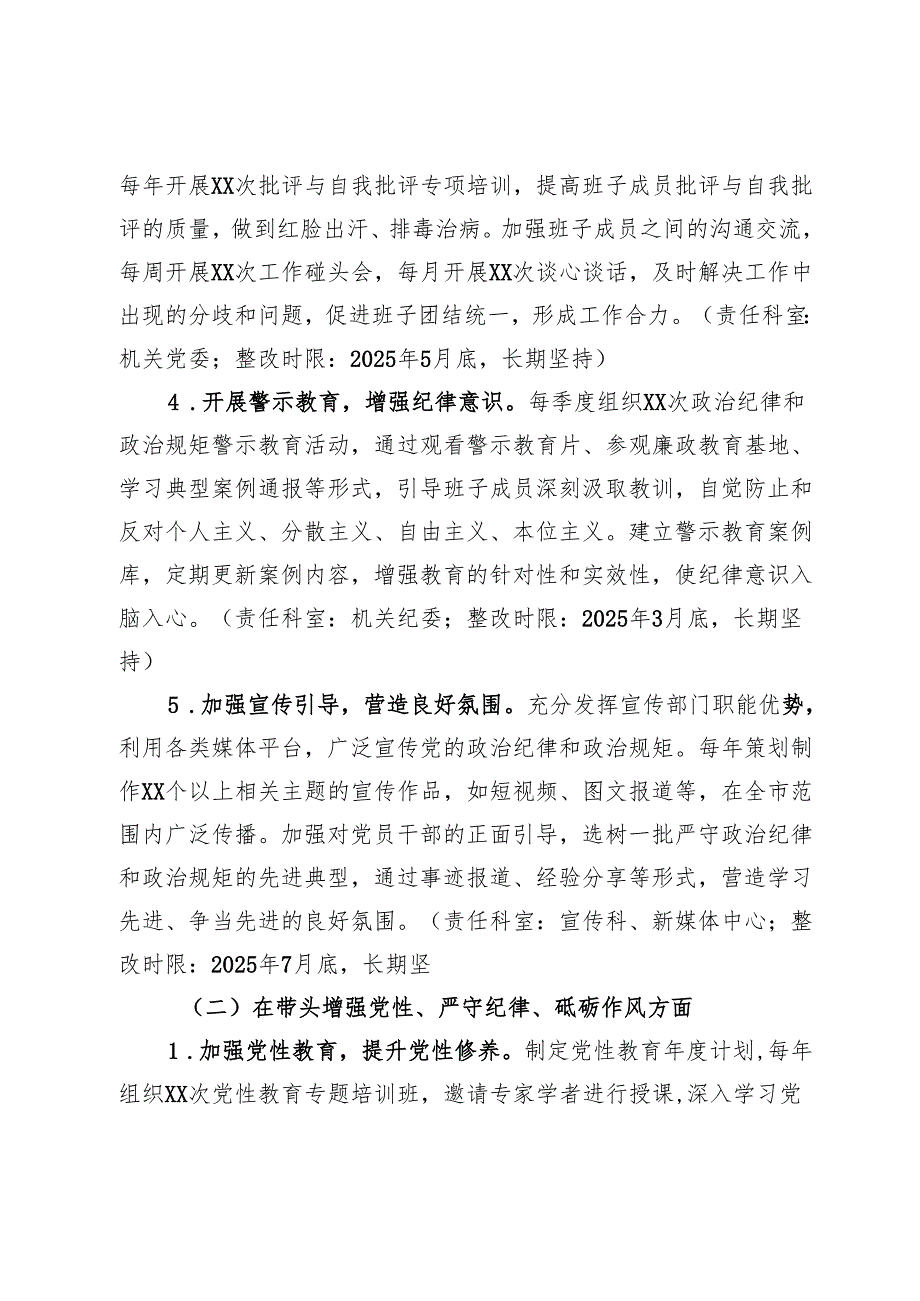市委宣传部领导班子关于2024民主生活会查摆问题整改方案(2).docx_第3页
