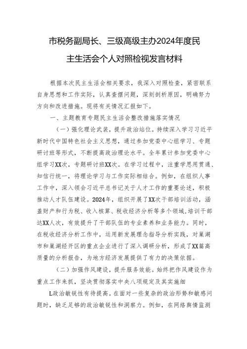 税务副局长、三级高级主办2024民主生活会个人对照检查发言材料.docx