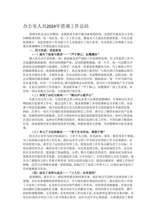 办公室人员2024年借调工作总结.docx