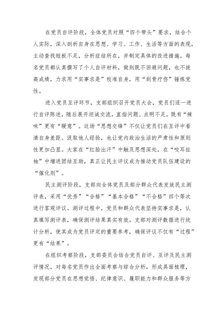 党支部20242025组织生活会民主评议党员情况总结报告.docx_第3页