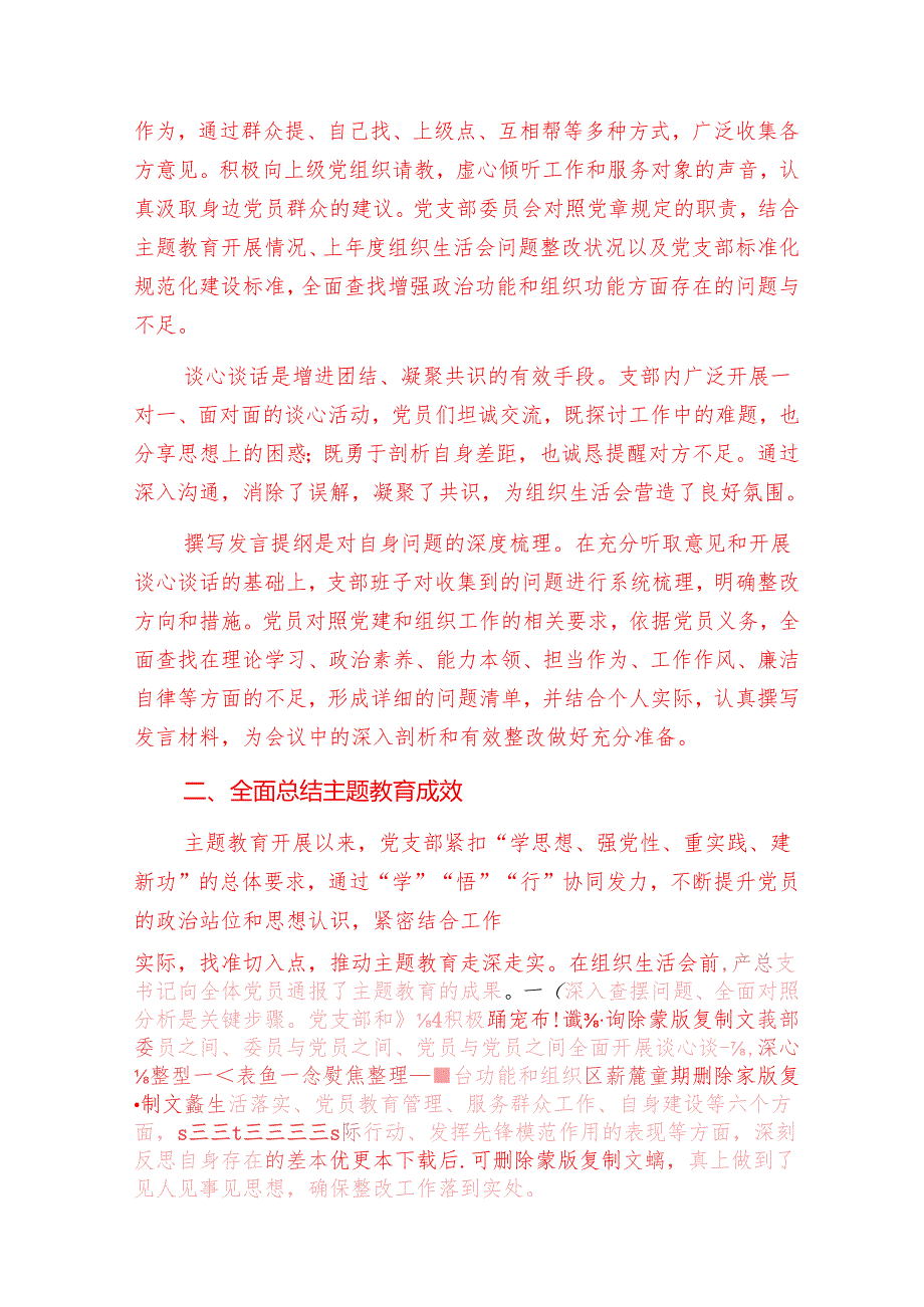 2025年党支部专题组织生活会情况汇报材料报告（详细版）.docx_第2页