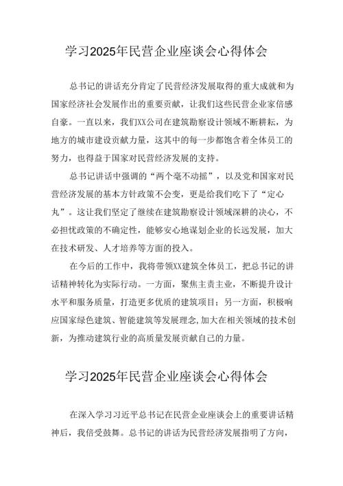 民营企业2025年学习民营企业座谈会个人心得感悟 合计8份.docx