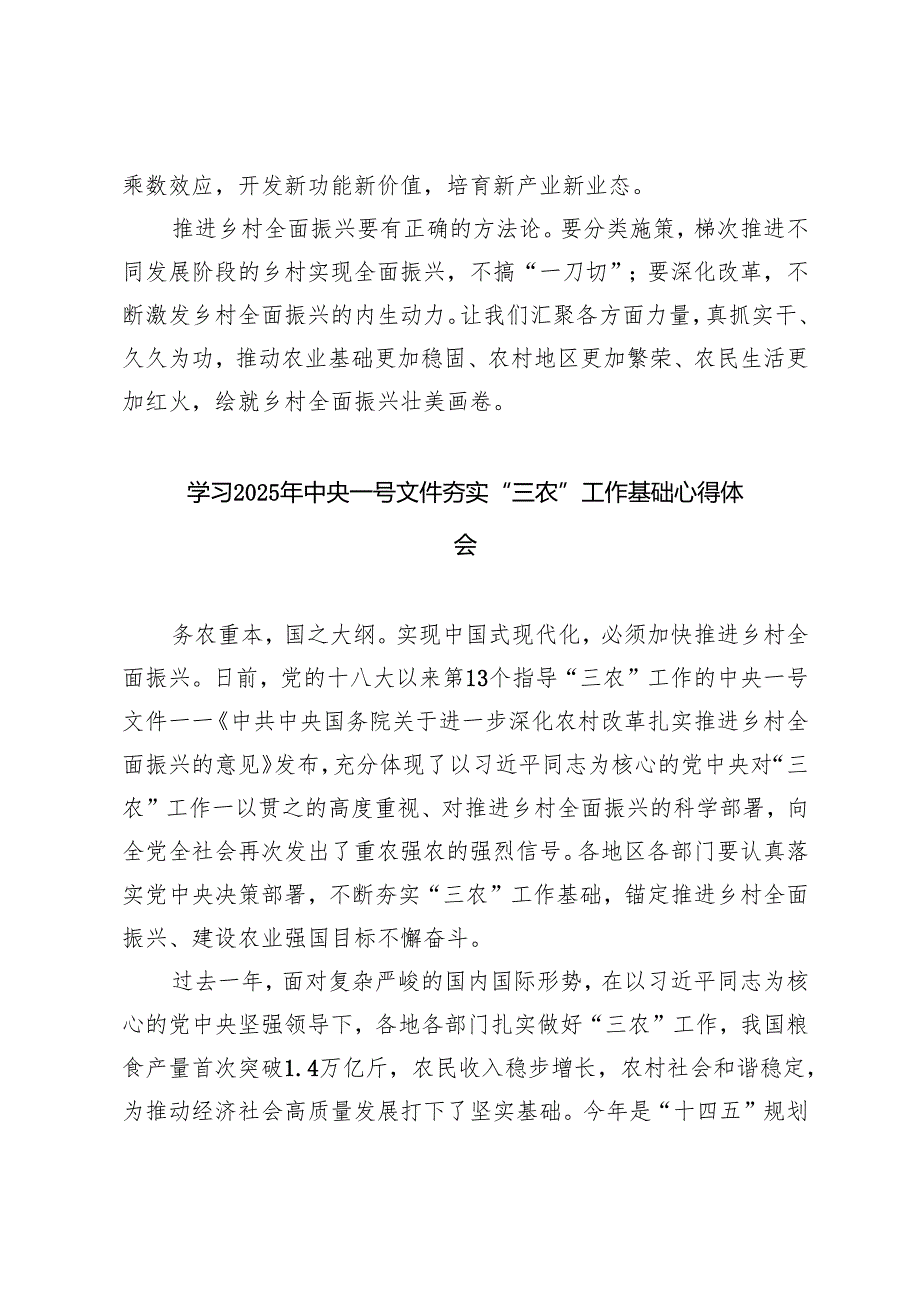 学习2025年中央一号文件心得体会（夯实“三农”工作基础、深化农村改革）.docx_第3页