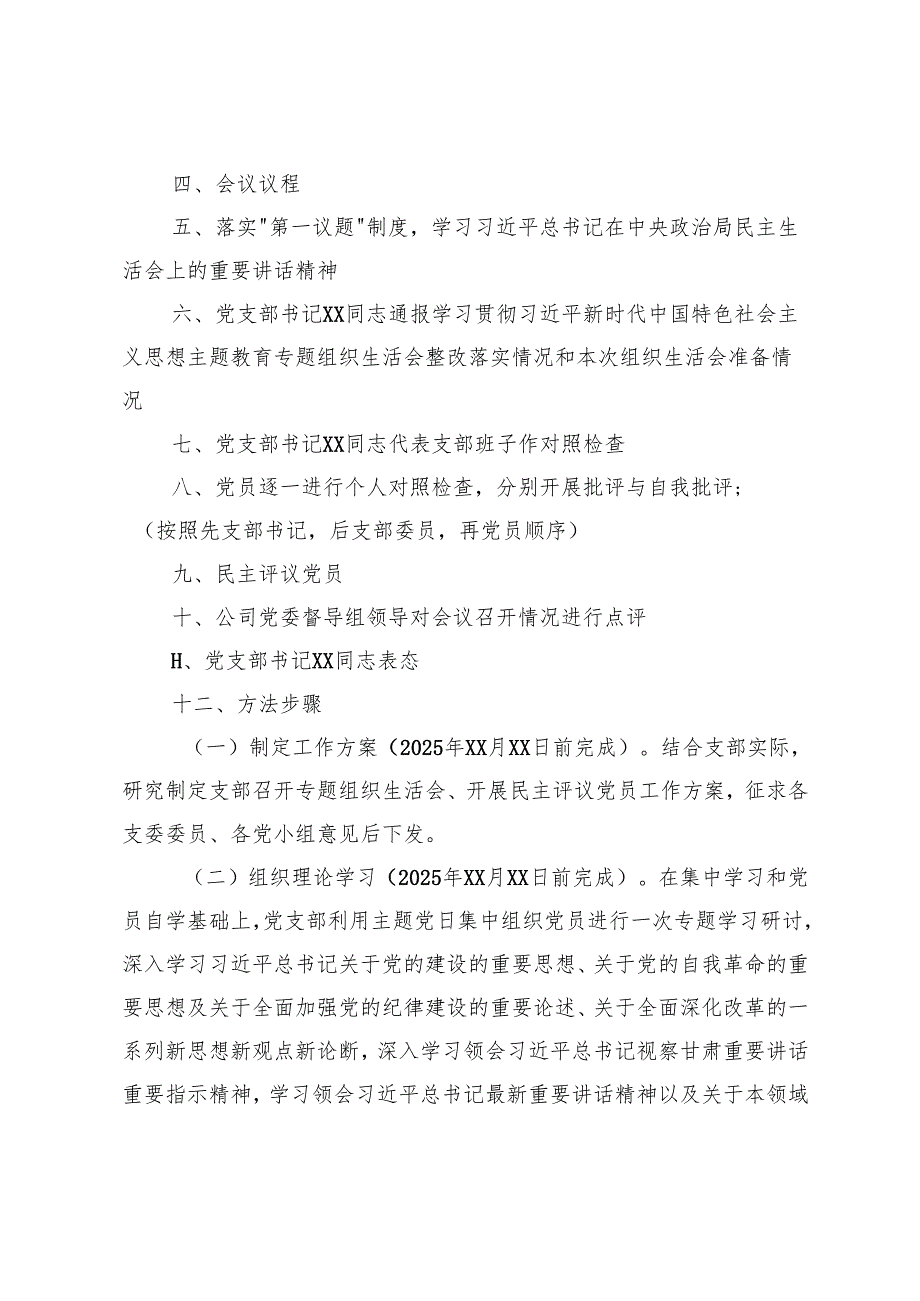 20242025党支部组织生活会和民主评议党员方案+党支部民主评议党员工作流程与方法.docx_第2页