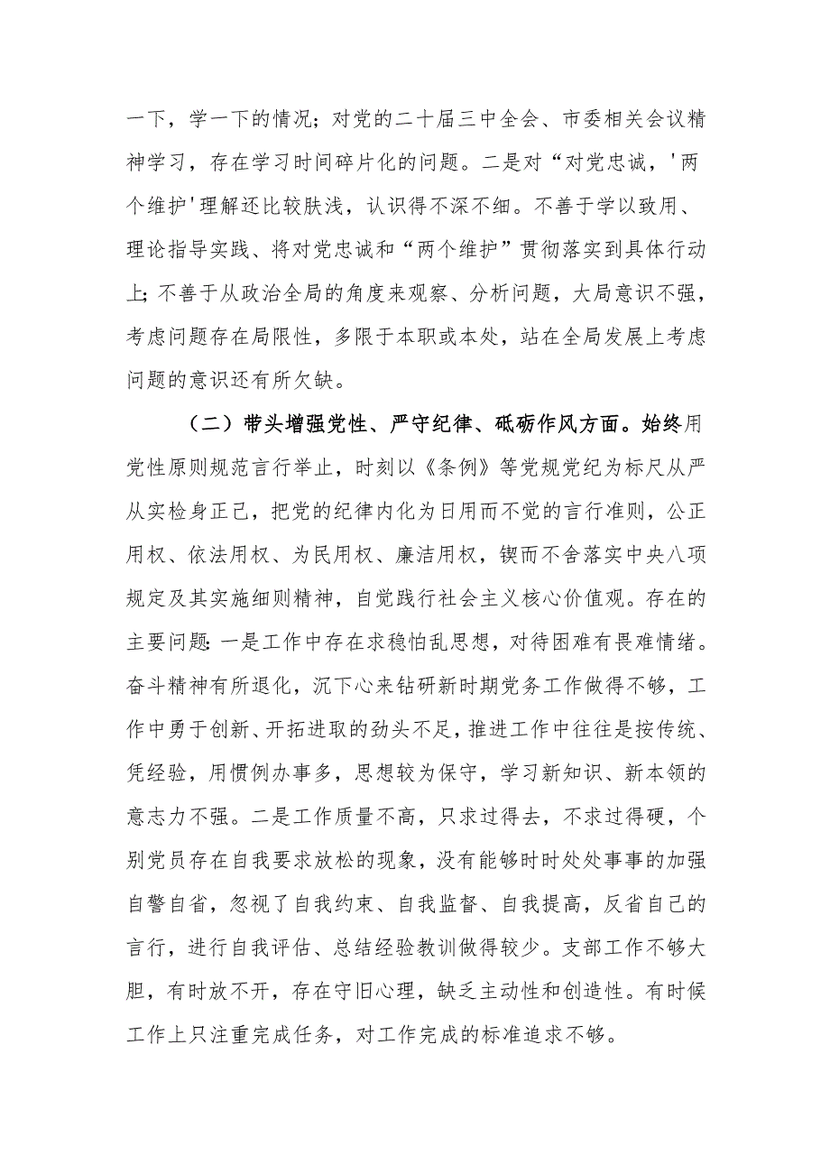 最新党支部委员会2024组织生活检查材料word范文.docx_第2页