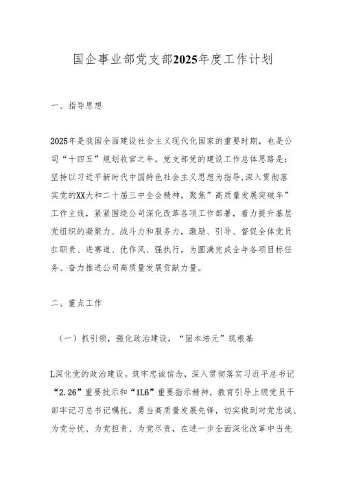 国企事业部党支部2025工作计划.docx