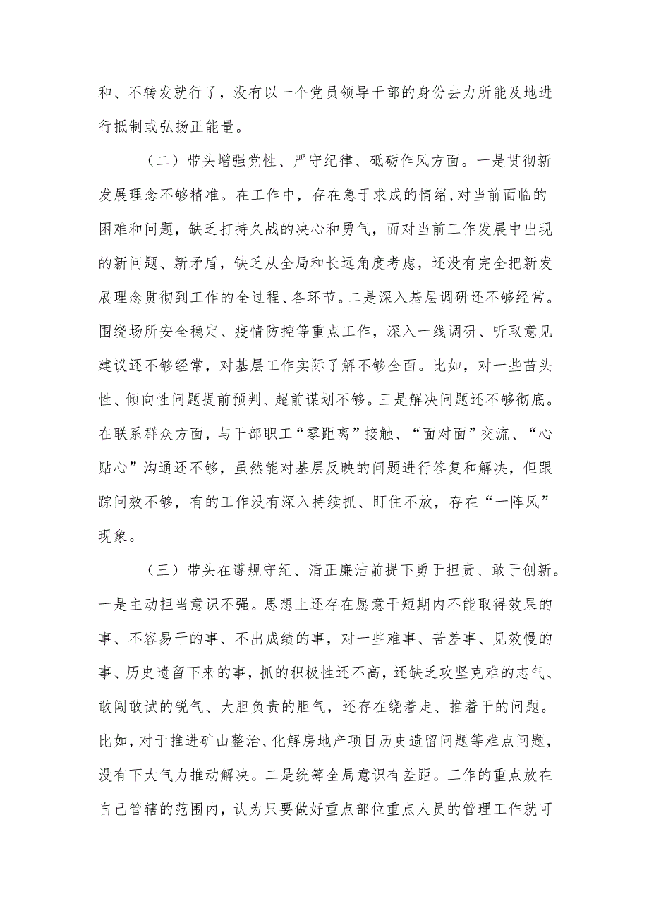 最新2024普通党员组织生活个人四个带头检查材料word范文.docx_第2页