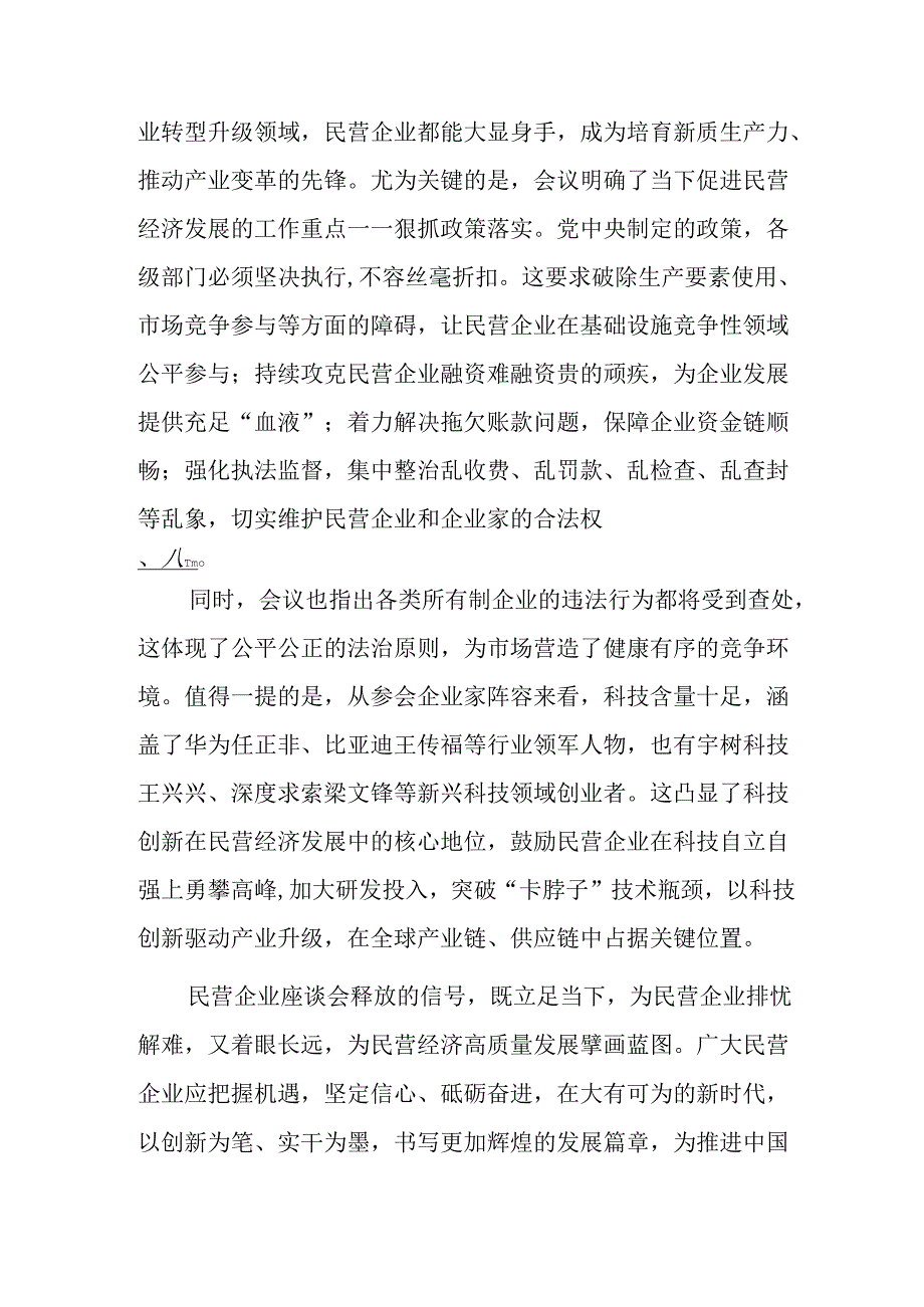 民营企业2025年学习《民营企业座谈会》个人心得体会 （汇编8份）.docx_第2页