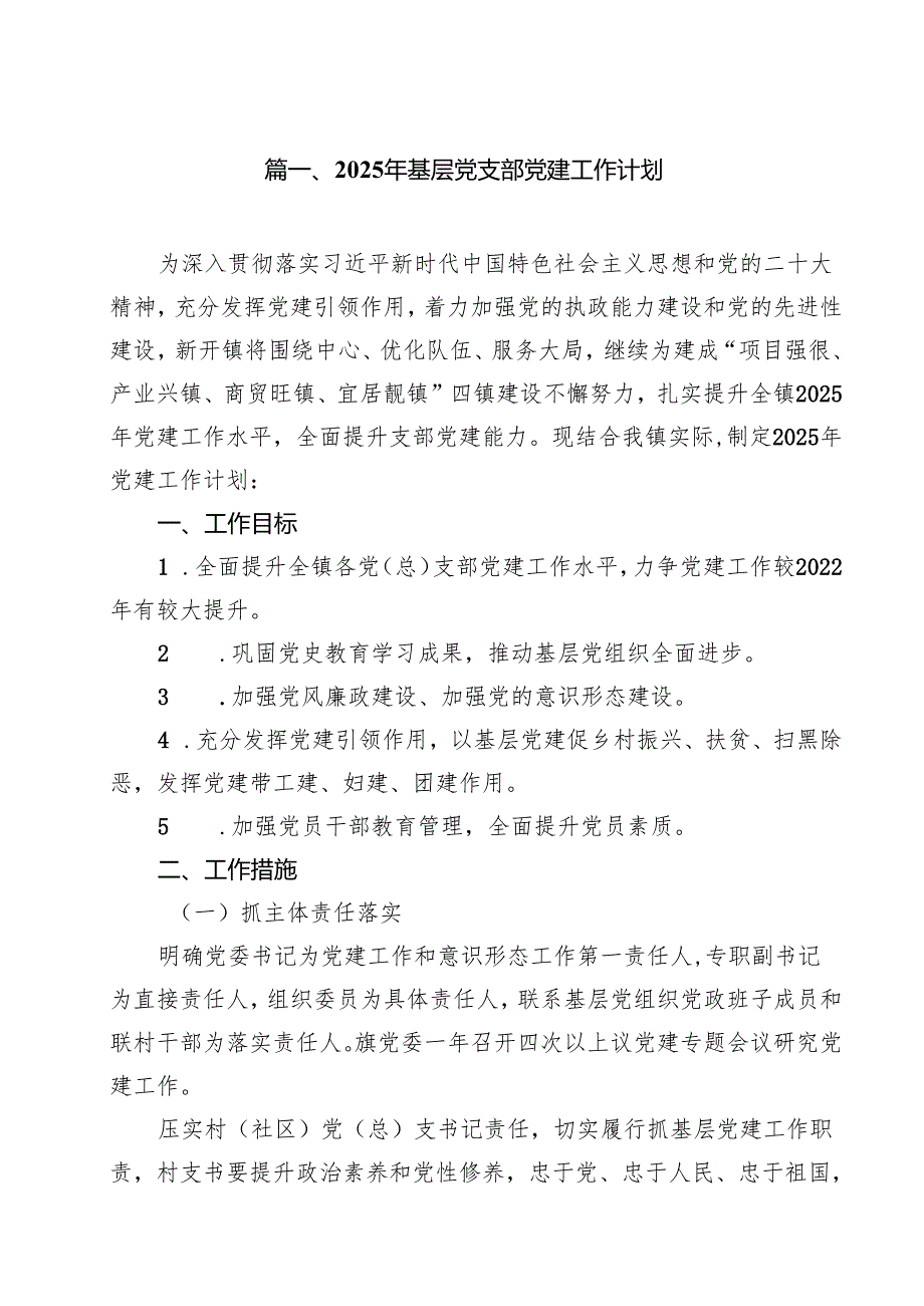 （13篇）2025年基层党支部党建工作计划专题资料.docx_第2页