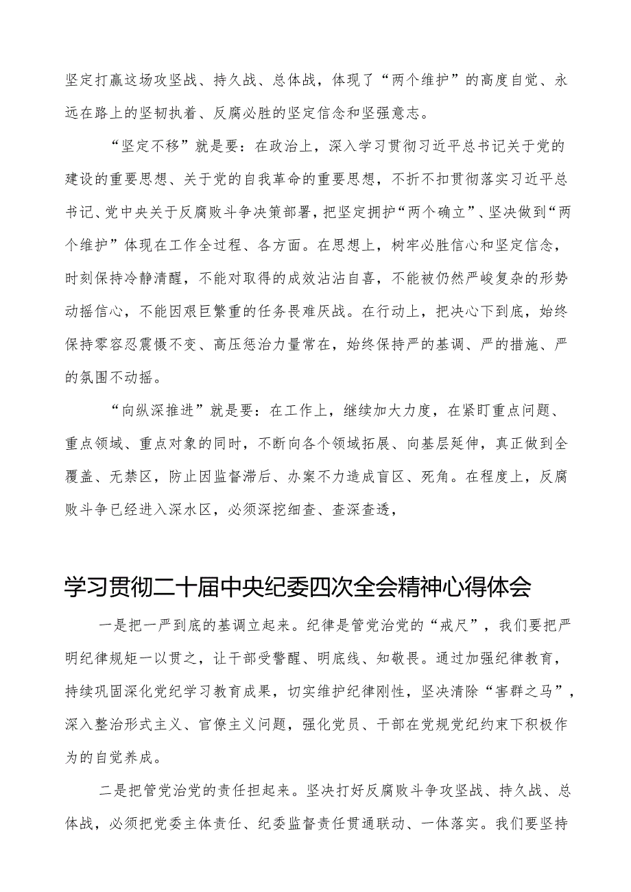 纪检干部学习贯彻二十中央纪委四次全会精神的心得体会发言稿十三篇.docx_第2页