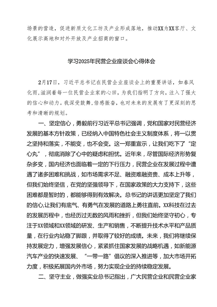 六篇 学习2025年民营企业座谈会心得体会专题资料.docx_第2页