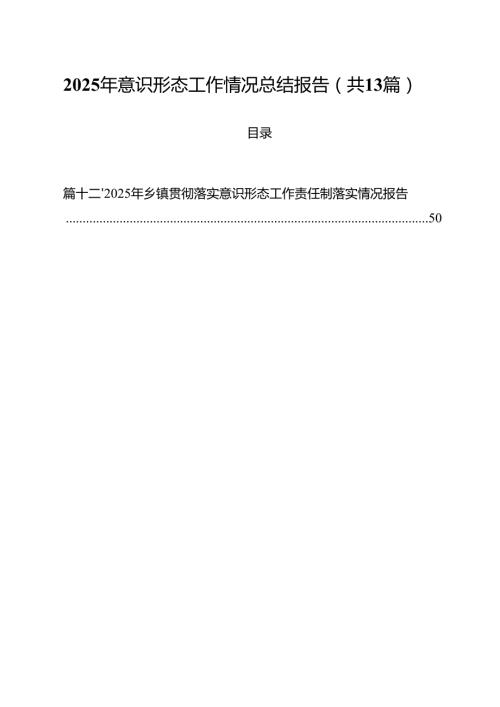 （13篇）2025年意识形态工作情况总结报告范文.docx