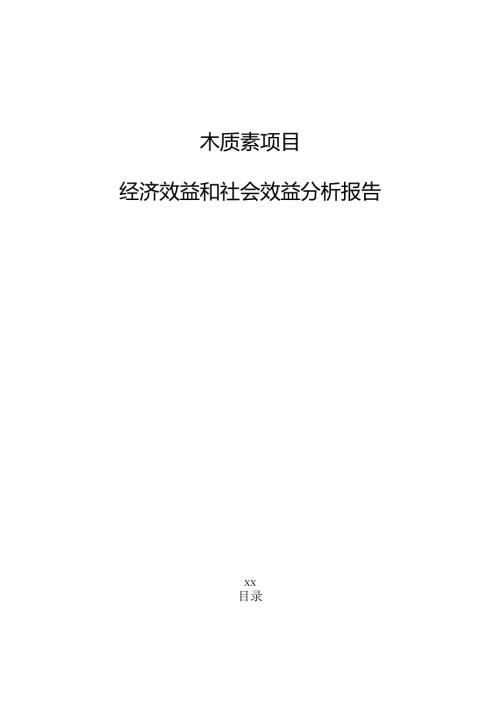 木质素项目经济效益和社会效益分析报告（仅供参考）.docx