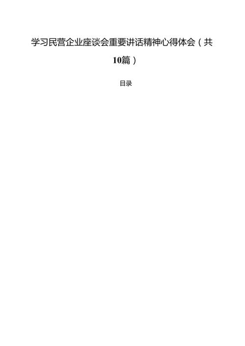 学习民营企业座谈会重要讲话精神心得体会10篇（详细版）.docx