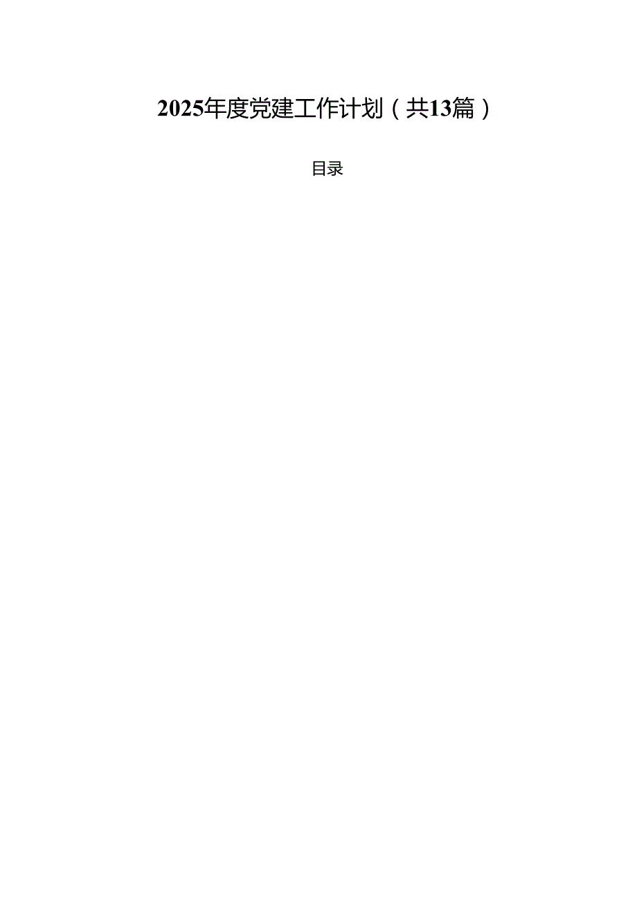 （13篇）2025党建工作计划精选.docx_第1页