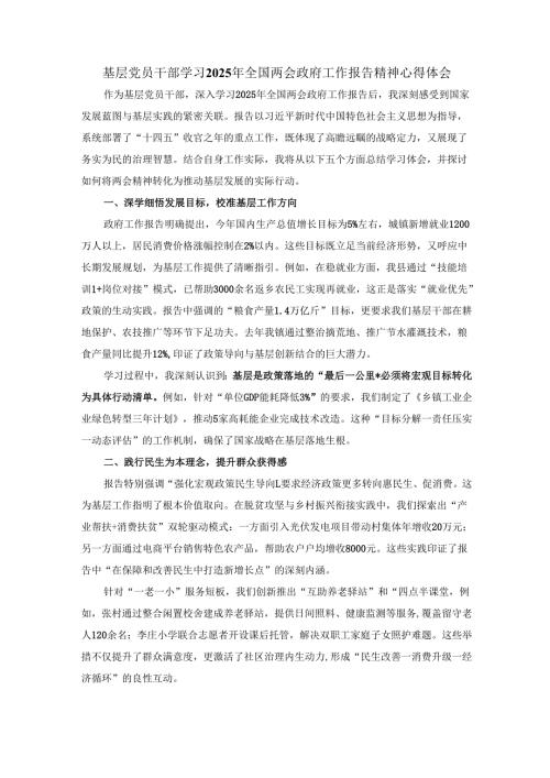 学习政府工作报告心得体会 二.docx