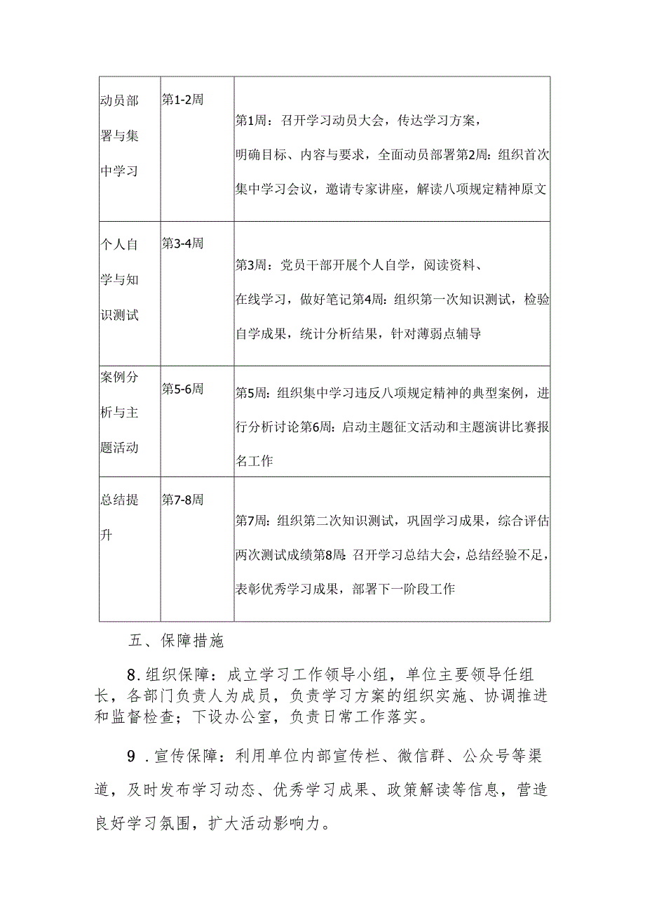 深入贯彻中央八项规定精神学习教育学习安排及计划表.docx_第3页